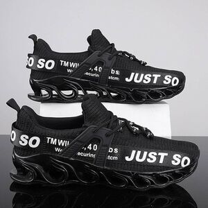 Just Soso Sport Running Training Walk Gym Black Athletic Shoeswith White Accents